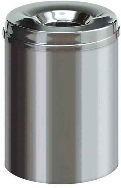 V-PART Brandveilige prullenbak 15 L Zilver Metaal