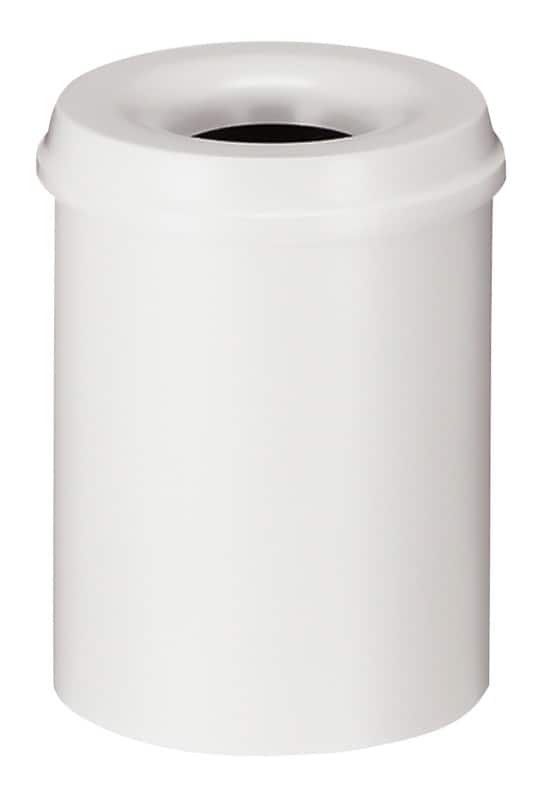 V-PART Brandveilige prullenbak 15 L Wit Metaal