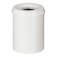 V-PART Brandveilige prullenbak 15 L Wit Metaal