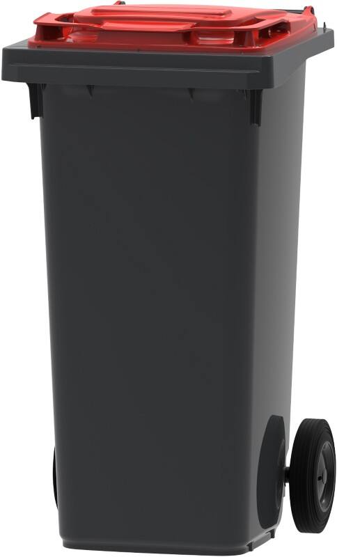 Afvalcontainer 120 L Grijs, rood Kunststof