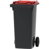Afvalcontainer 120 L Grijs, rood Kunststof