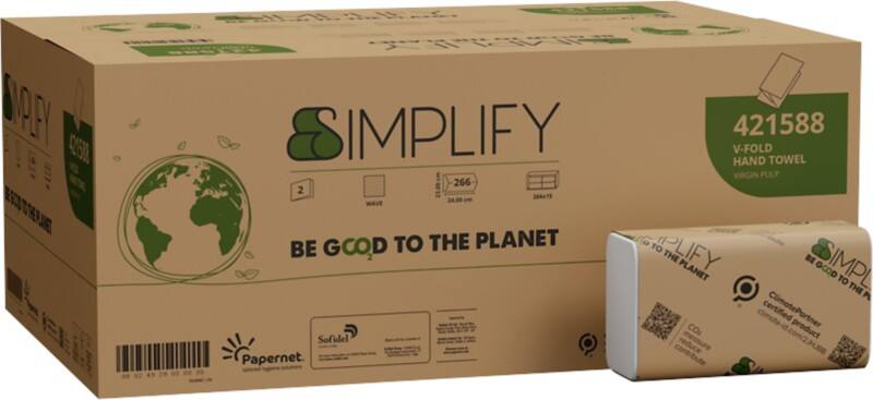 Papernet Simplify V-vouw Papieren handdoeken Wit 2-laags 15 Stuks à 200 Vellen