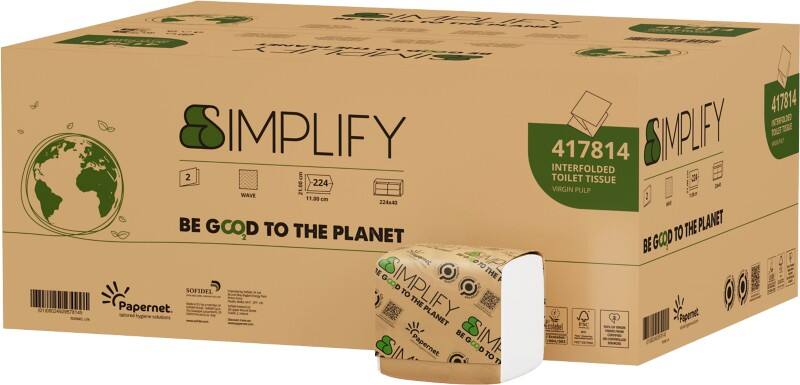Papernet Simplify Interfolded Toiletpapier 2-laags Wit 224 Stuks