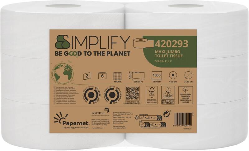 Papernet Simplify Maxi Jumbo Toiletpapier 2-laags Wit 6 Stuks