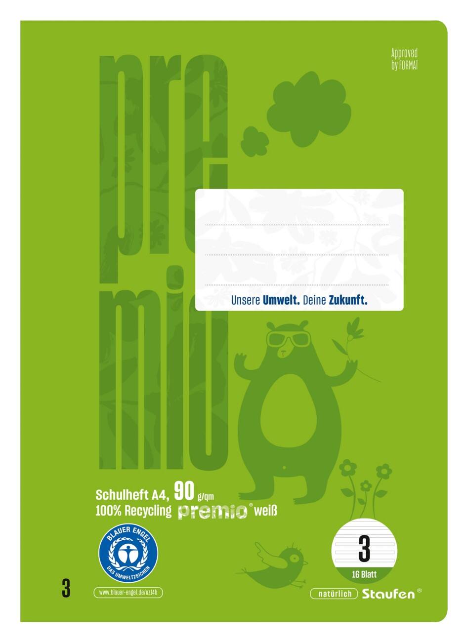 Premio Schrift Lin3 A4 16 Vellen 90 g/m2 groen 21 dubbele regels