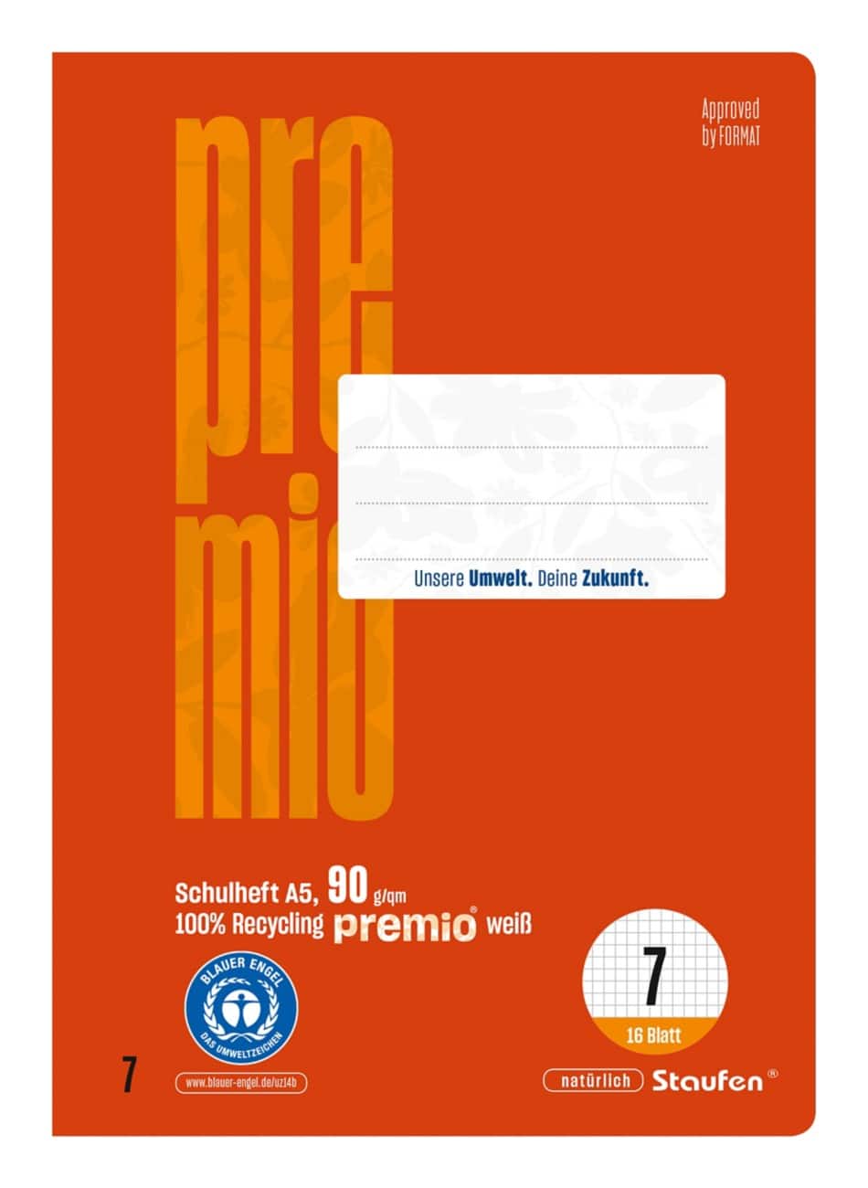 Premio Schrift Lin7 A5 16 Vellen 90 g/m2 Rood 7 mm Geruit