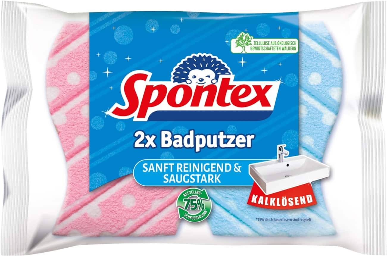 Spontex Spons Blauw, roze 2 Stuks