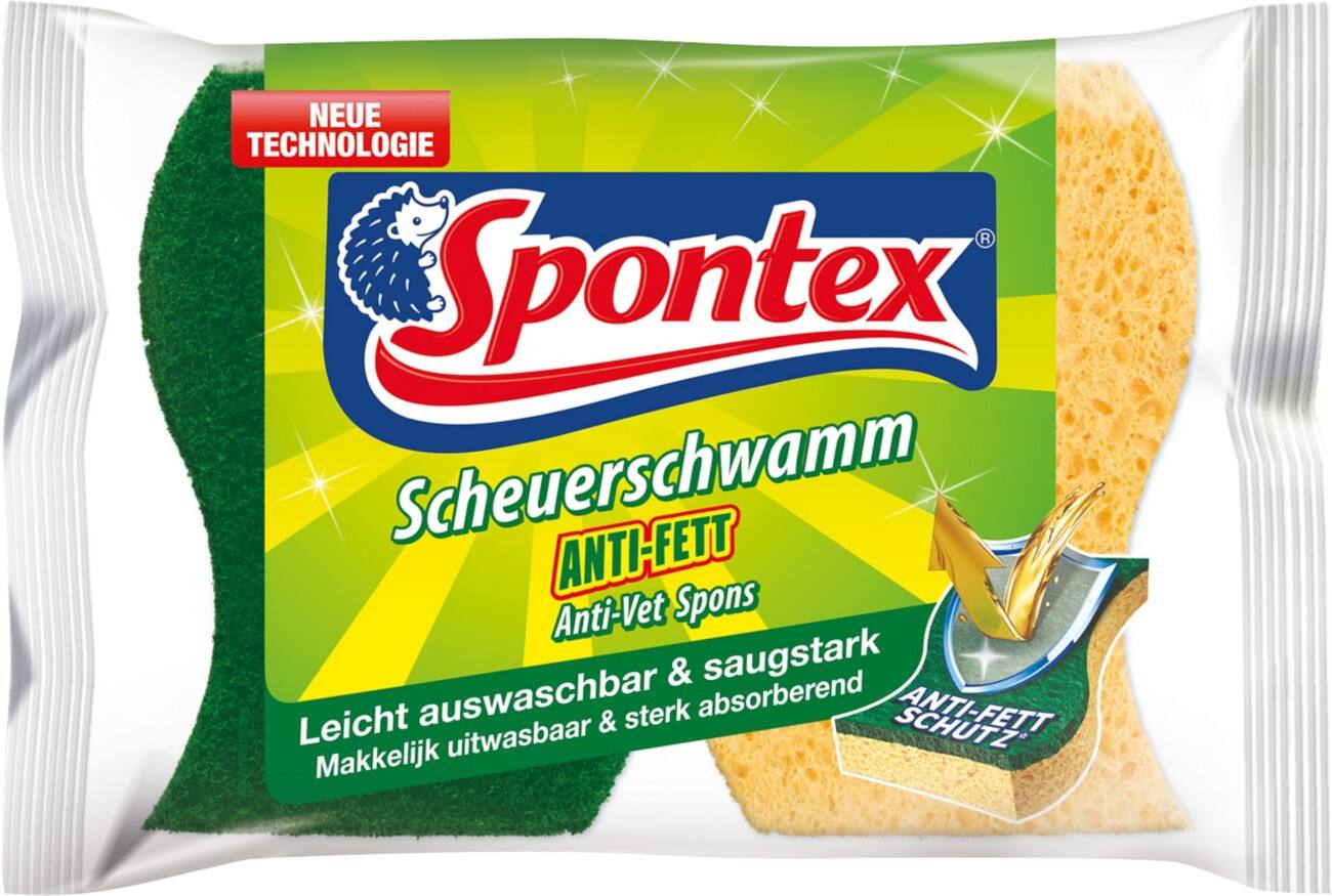 Spontex Schuurspons 11 x 18 x 2 cm Geel, groen 2 Stuks
