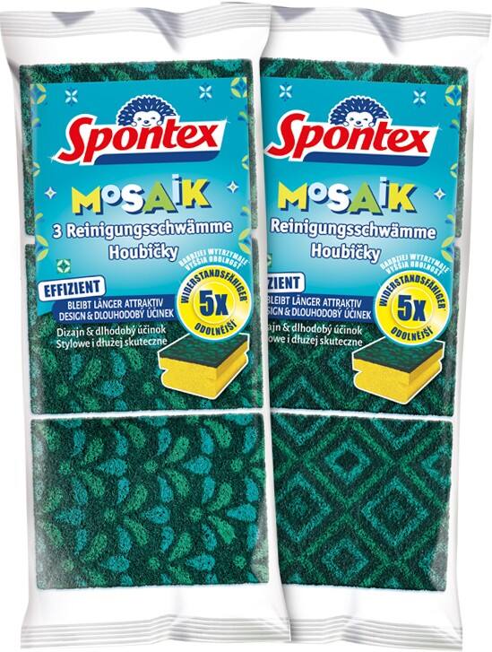 Spontex Mosaic Spons 1,2 x 4 x 2,5 cm Groen 3 Stuks