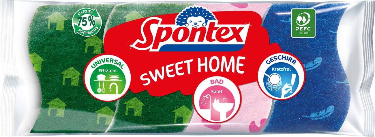 Spontex Sweet Home Spons 30 x 1,6 x 11 cm Kleurenassortiment 4 Stuks