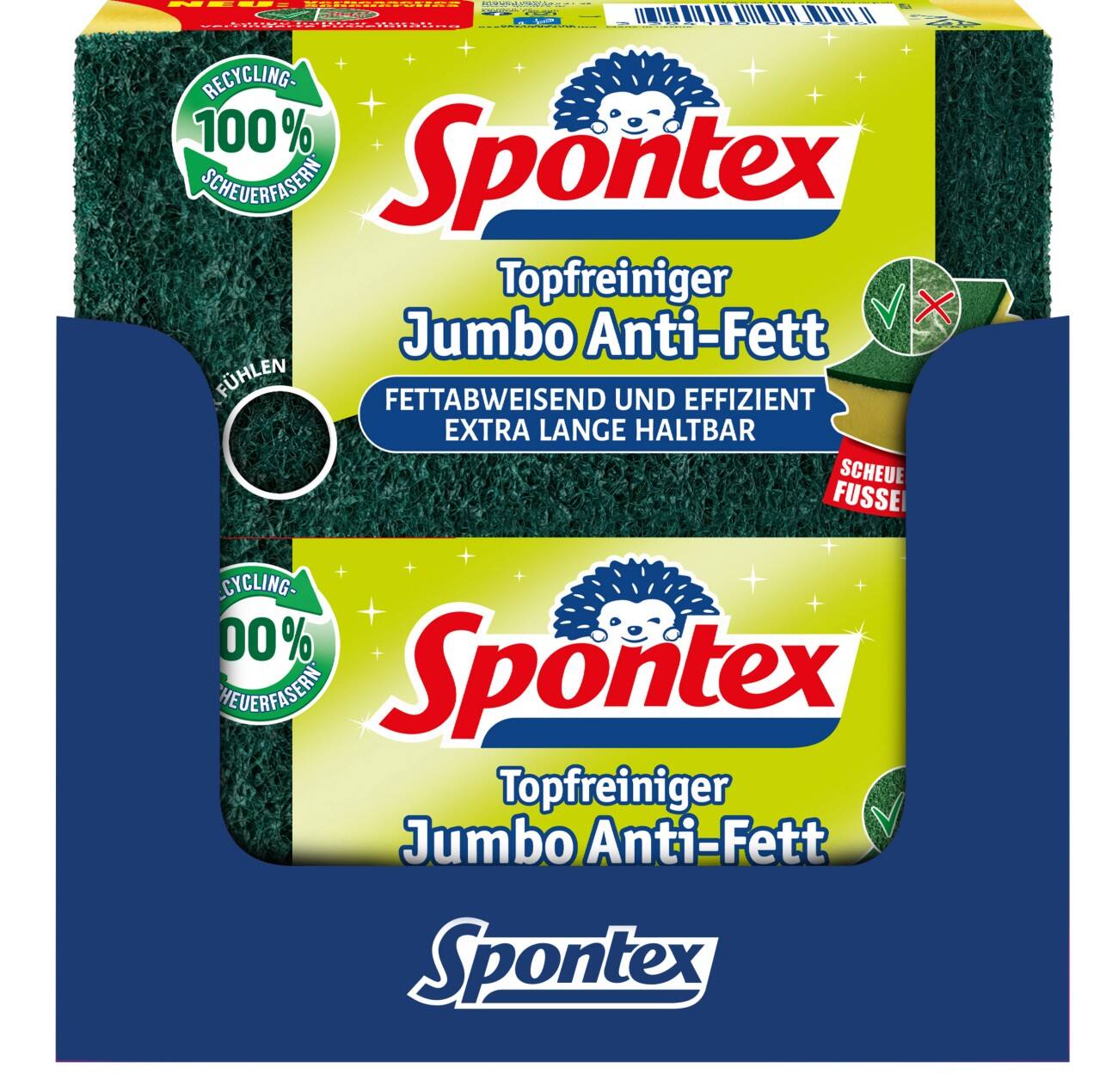 Spontex Jumbo Anti-Fett Schuurspons 15 x 4,5 x 8 cm Geel, groen