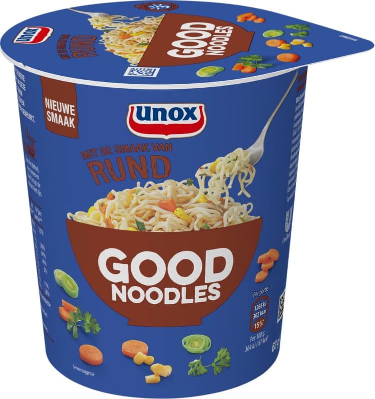 UNOX Good Noodles Cup Instantsoep Rundvlees Pak van 8