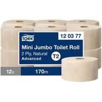 Tork Mini Jumbo Toiletpapier T2 2-laags Naturel 12 Rollen à 170 m
