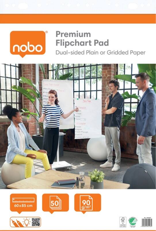 Nobo Premium Flipoverblok Blanco, Geruit 60 x 85 cm 50 90 g/m² 50 Vellen