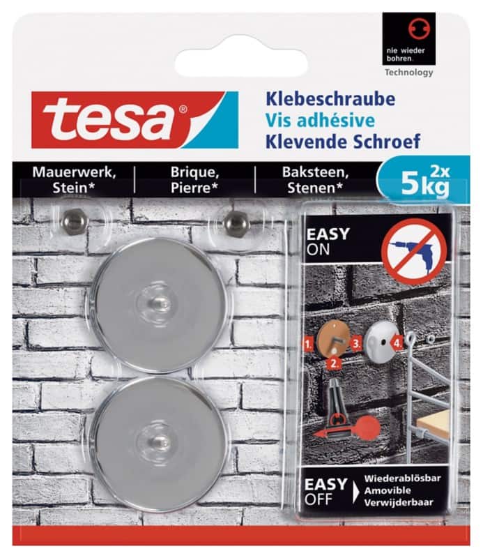 tesa tesa SMS Wandhaak Koper, RVS (Roestvrij staal) Zilver 2 Stuks