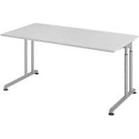 Hammerbacher Hoogteverstelbaar Zit-sta-bureau Rechthoekig Hout, metaal Zilver C-Voet 1,600 x 800 x 820 mm