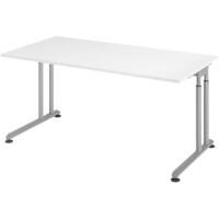 Hammerbacher Hoogteverstelbaar Zit-sta-bureau Rechthoekig Hout, metaal Zilver C-Voet 1,600 x 800 x 820 mm