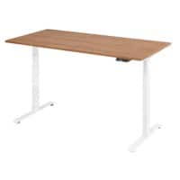 Elektrisch Hoogteverstelbaar Zit-sta-bureau Walnoot Hout, metaal Zilver T-Voet 1.600 x 800 x 1.295 mm