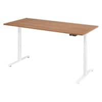 Elektrisch Hoogteverstelbaar Zit-sta-bureau Walnoot Hout, metaal Wit T-Voet 1.800 x 800 x 1.295 mm