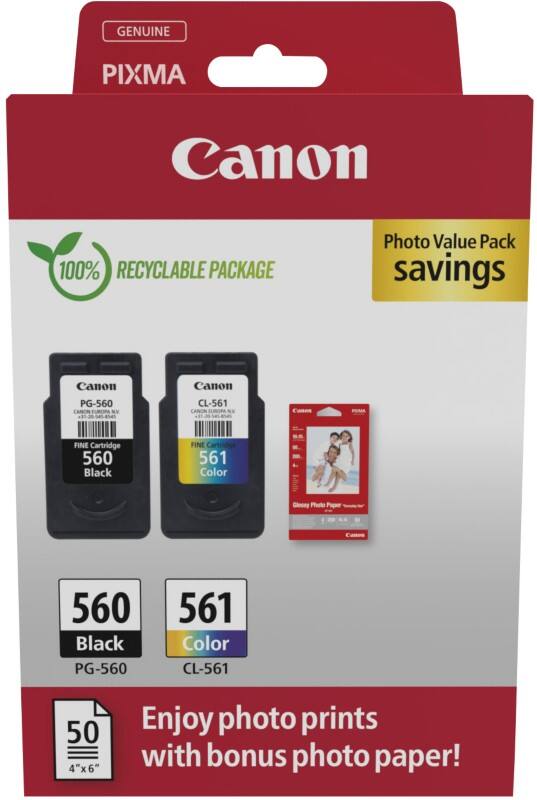 Canon 560, 561 Origineel Inktcartridge Cyaan, Geel, Magenta, Zwart Pak van 2