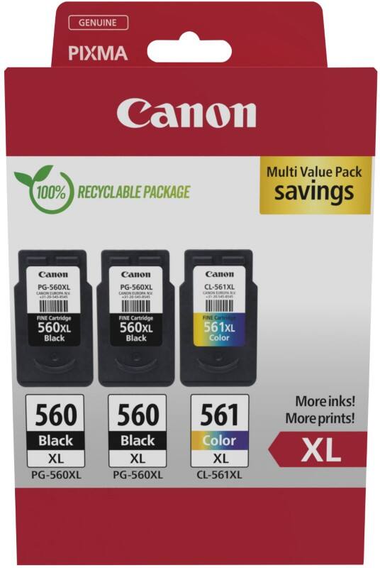 Canon 560, 561 Origineel Inktcartridge Cyaan, Geel, Magenta, Zwart Multipak van 3
