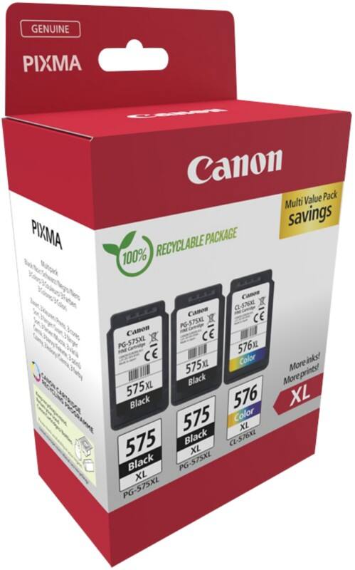 Canon 575, 576 Origineel Inktcartridge Cyaan, Geel, Magenta, Zwart Multipak van 3