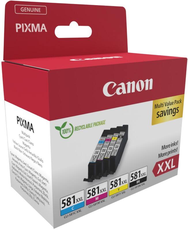 Canon 581 Origineel Inktcartridge Cyaan, Geel, Magenta, Zwart Multipak van 4