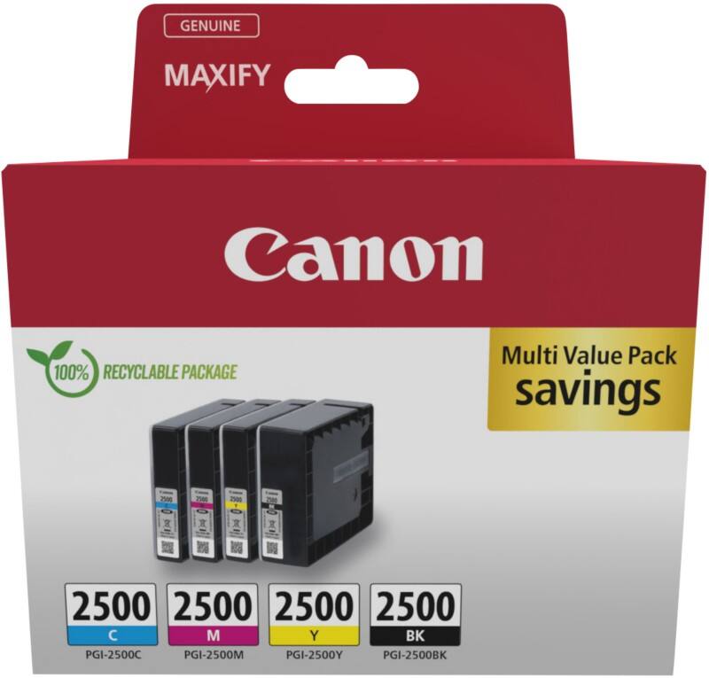 Canon 2500 Origineel Inktcartridge Cyaan, Geel, Magenta, Zwart Multipak van 4