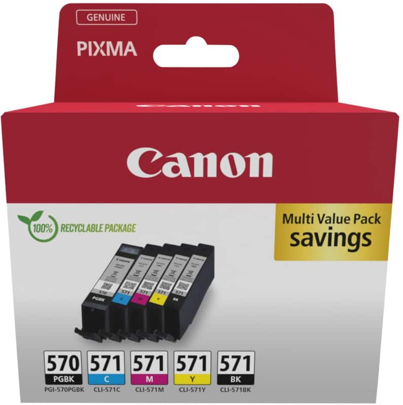 Canon 570, 571 Origineel Inktcartridge Cyaan, Geel, Magenta, Zwart Multipak van 5
