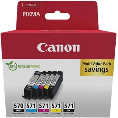 Canon 570, 571 Origineel Inktcartridge Cyaan, Geel, Magenta, Zwart Multipak van 5