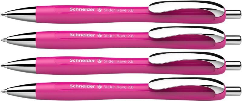 Schneider Slider Rave 3+1 Balpen Blauw Extra breed 4 Stuks