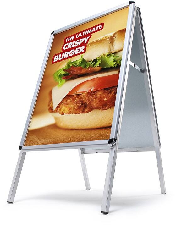 SHOWDOWN A-Board 32mm Foldable Stoepbord 2 Panelen A1 Aluminium Zilver Weerbestendig, UV-bestendig ZPA1R32MEVIK