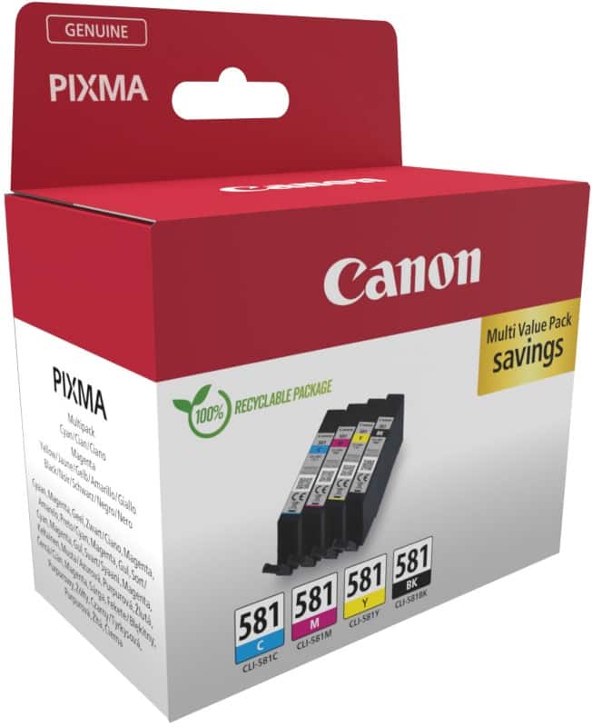 Canon CLI-581 Inktcartridge 2103C007 Zwart, cyaan, magenta, geel Multipack met 5 stuks
