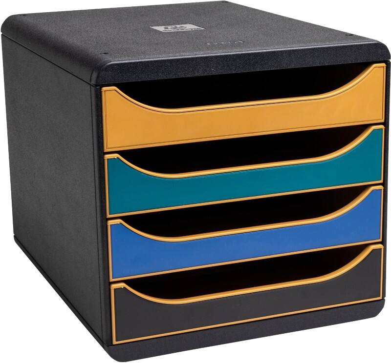 Exacompta Neo Deco Ladekastje PS (Polystyreen) Kleurenassortiment 4 Lades 27,8 x 34,7 x 26,7 cm