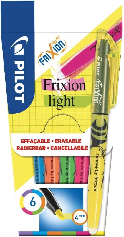 Pilot FriXion Light Tekstmarker Kleurenassortiment 93% Gerecycled Medium Beitelpunt - 3,3 mm 6 Stuks