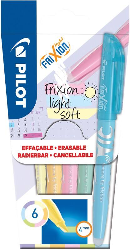 Pilot FriXion Light Tekstmarker Kleurenassortiment 50% Gerecycled Medium Beitelpunt - 3,3 mm 6 Stuks
