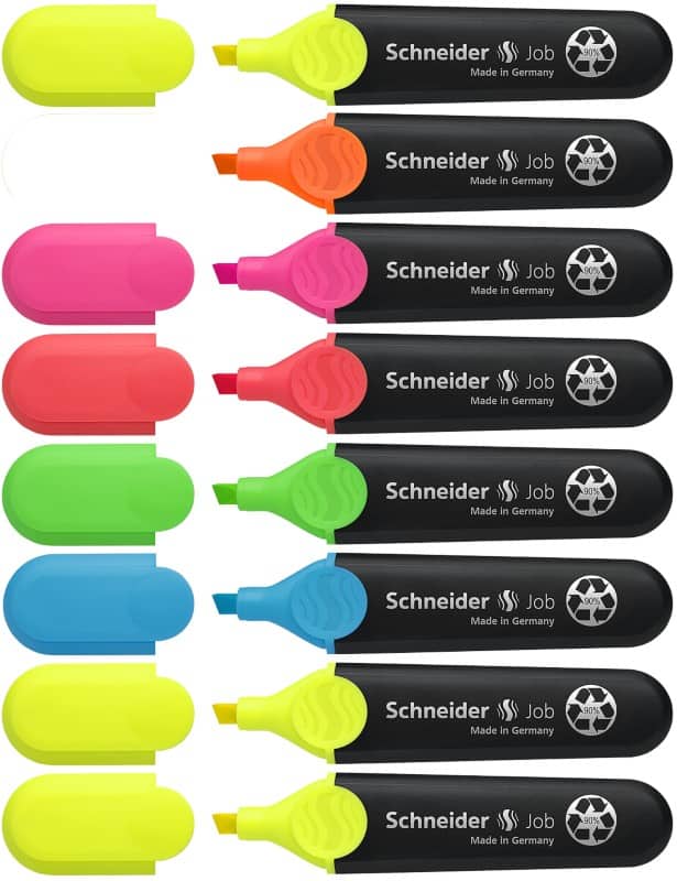 Schneider Job Tekstmarker Kleurenassortiment 90% gerecycled 8 Stuks