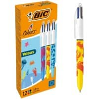 BIC 4 Colours Velours Balpen Multikleur 1 mm Balpen 12 Stuks