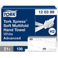 Tork H2  Handdoek M-vouw Wit 2-laags 120399 21 Stuks à 136 Vellen 