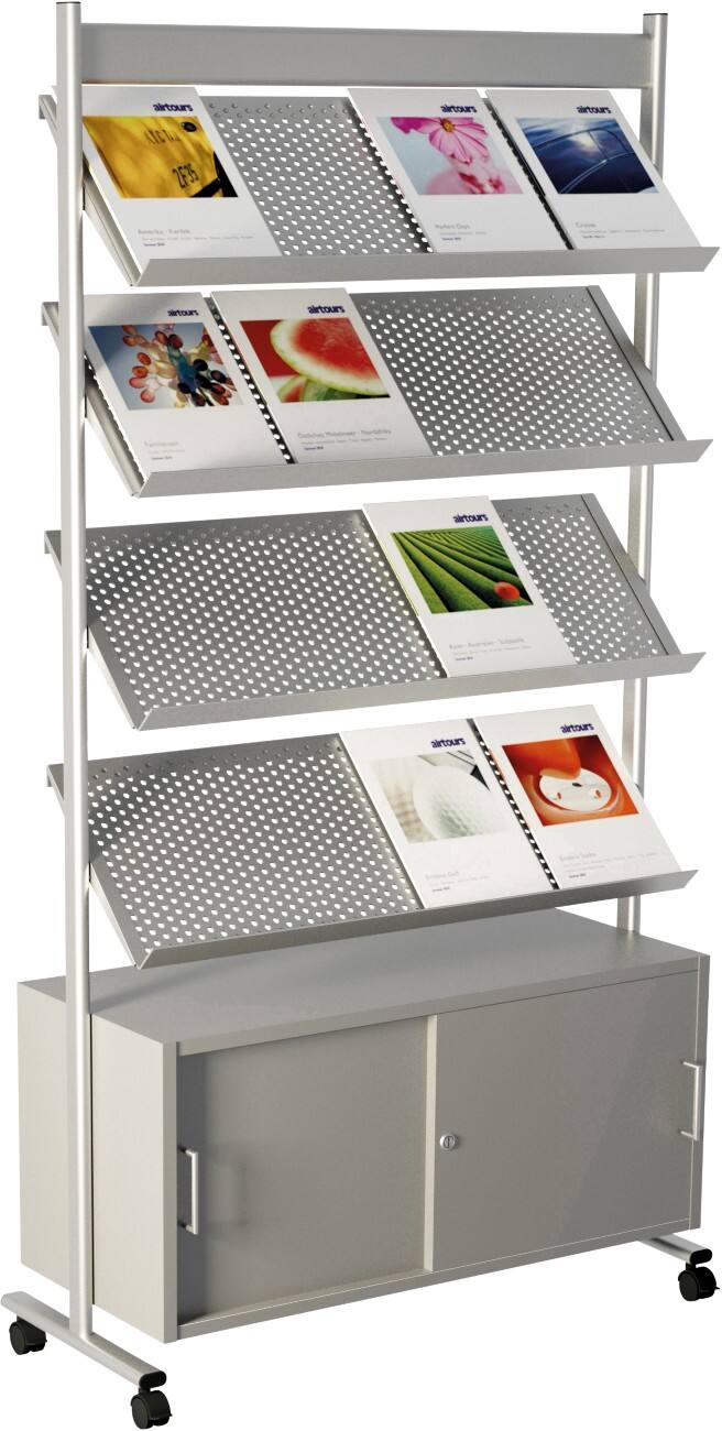 Kerkmann A4 Folderrek Zilver 42348914 930 (B) x 380 (D) x 1700 (H) mm