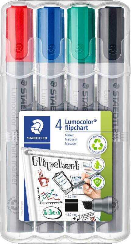 STAEDTLER Lumocolor Flipovermarker Navulbaar Pak van 4