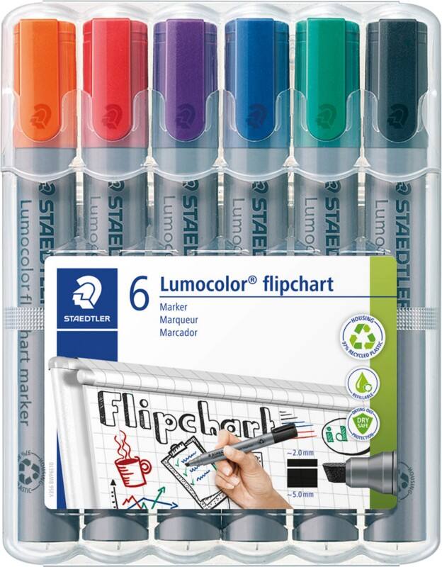 STAEDTLER Lumocolor Flipovermarker Navulbaar Pak van 6