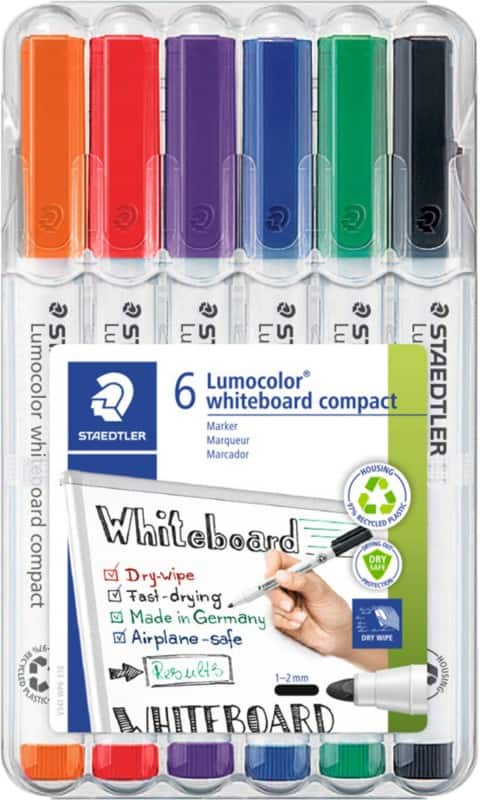 STAEDTLER Lumocolor Whiteboard-marker 97% Gerecycled Viltstift  -   6 Stuks