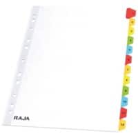RAJA Mylar 1 tot 12 Tabbladen Kleurenassortiment 12 tabs Karton Rechthoekig 11 Gaten