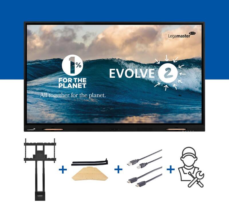 Legamaster Displayscherm EVOLVE 2 75 inch Wandmontage Touchscreen Elektrisch hoogteverstebaar Professionele bundel