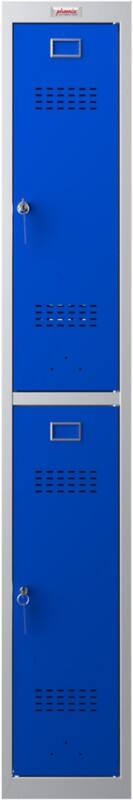 Phoenix Personal Lockers Staal Garderobekast 2 Deurs Sleutelslot 300 x 500 x 1,830 mm Blauw, Grijs