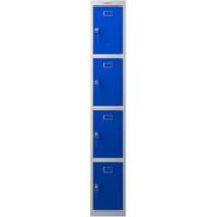 Phoenix Personal Lockers Staal Garderobekast 4 Deurs Sleutelslot 300 x 500 x 1,830 mm Blauw, Grijs