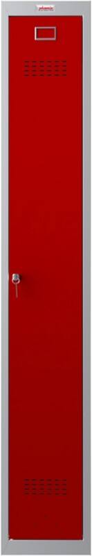 Phoenix Personal Lockers Staal Garderobekast 1 Deurs Sleutelslot 300 x 500 x 1,830 mm Grijs, Rood