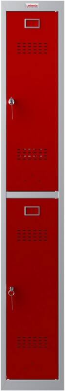 Phoenix Personal Lockers Staal Garderobekast 2 Deurs Sleutelslot 300 x 500 x 1,830 mm Grijs, Rood