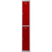 Phoenix Personal Lockers Staal Garderobekast 2 Deurs Sleutelslot 300 x 500 x 1,830 mm Grijs, Rood